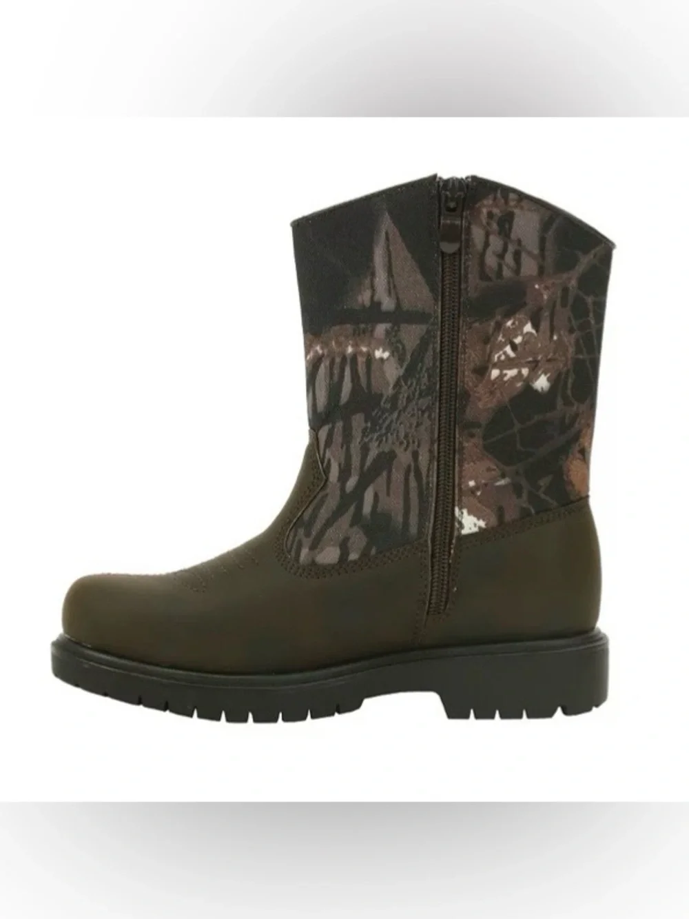 Deer Stags Brown and Dark Brown Kids Western Work Boot Size 1